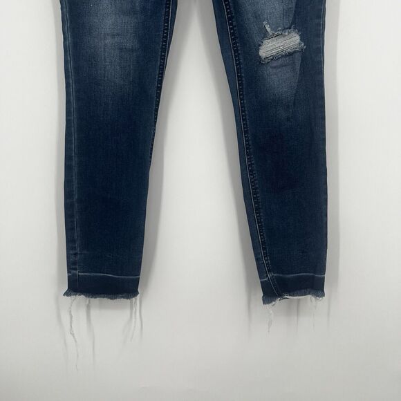 Womens Old Navy 6 Rockstar Super Skinny Raw Hem Ankle Distressed Blue Jeans - Picture 2 of 8